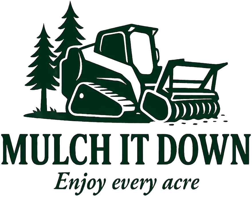 Mulch It Down logo featuring a forestry mulching machine